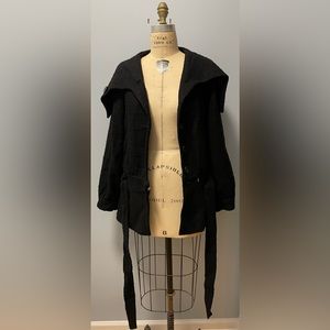 Boucle Wool Blend Cape-Neck Coat